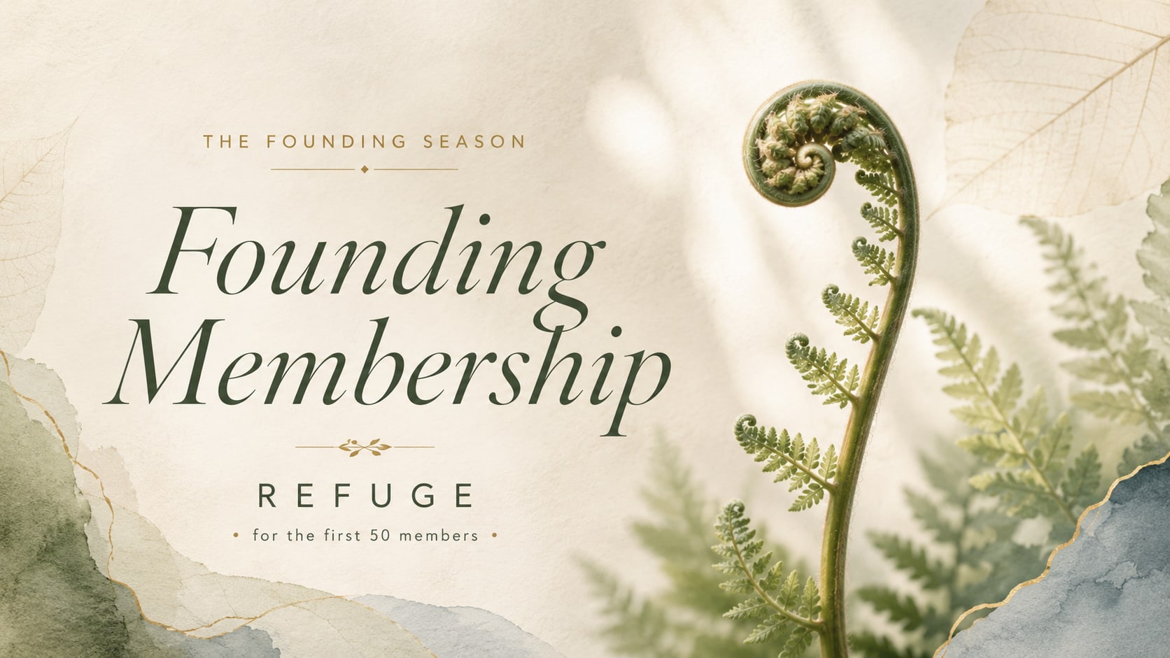 The Founding Season — Founding Membership, REFUGE, for the first 50 members