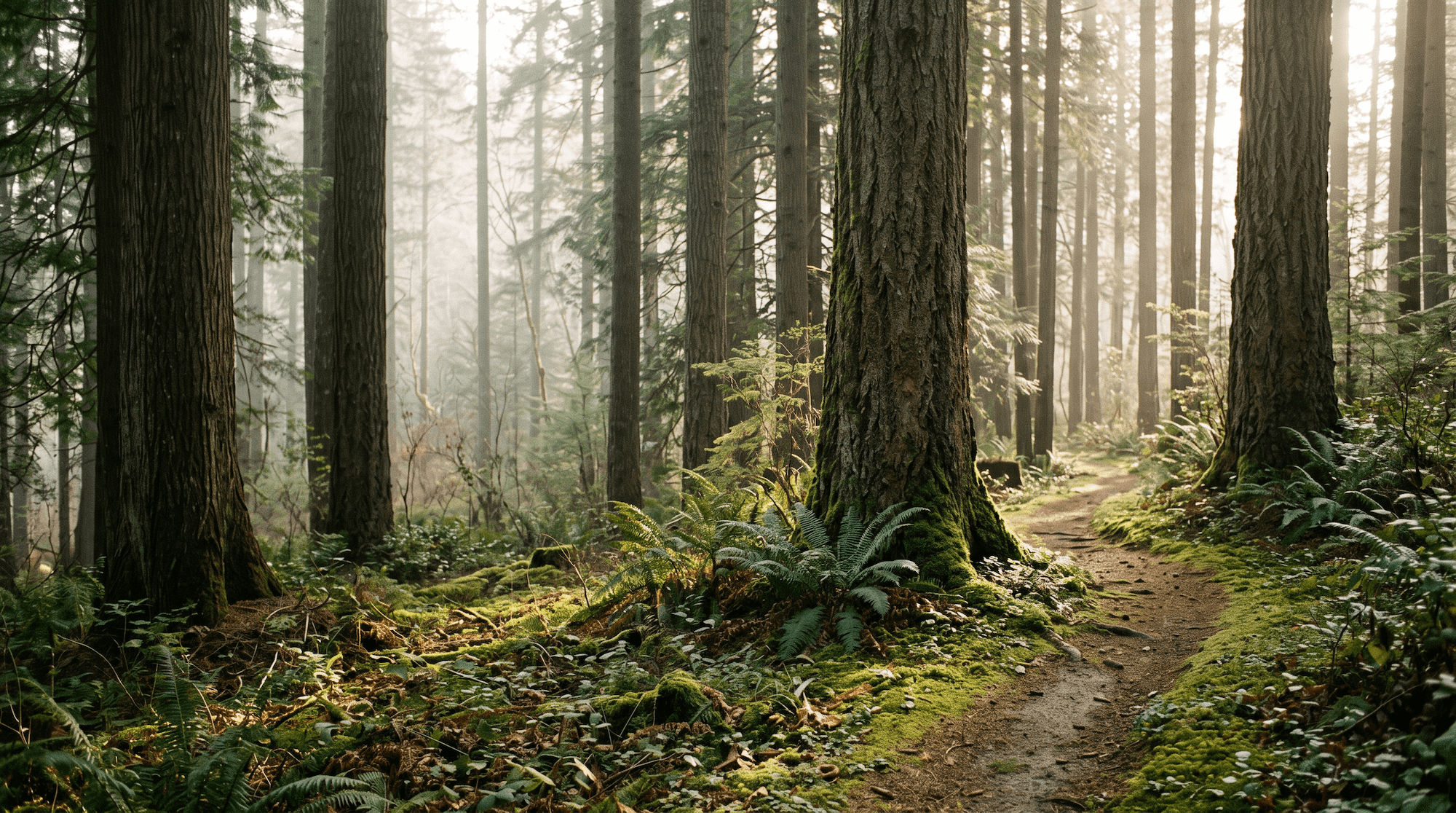 A misty forest path