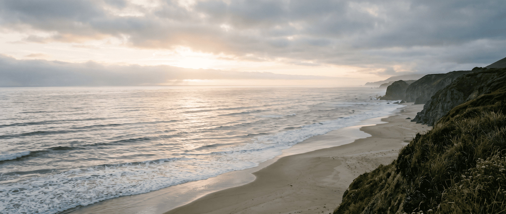 A quiet coastline at dusk